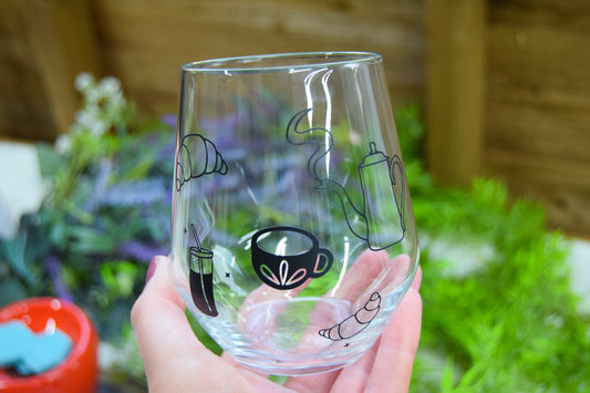 Coffee + Croissant Morning Vinyl Glass