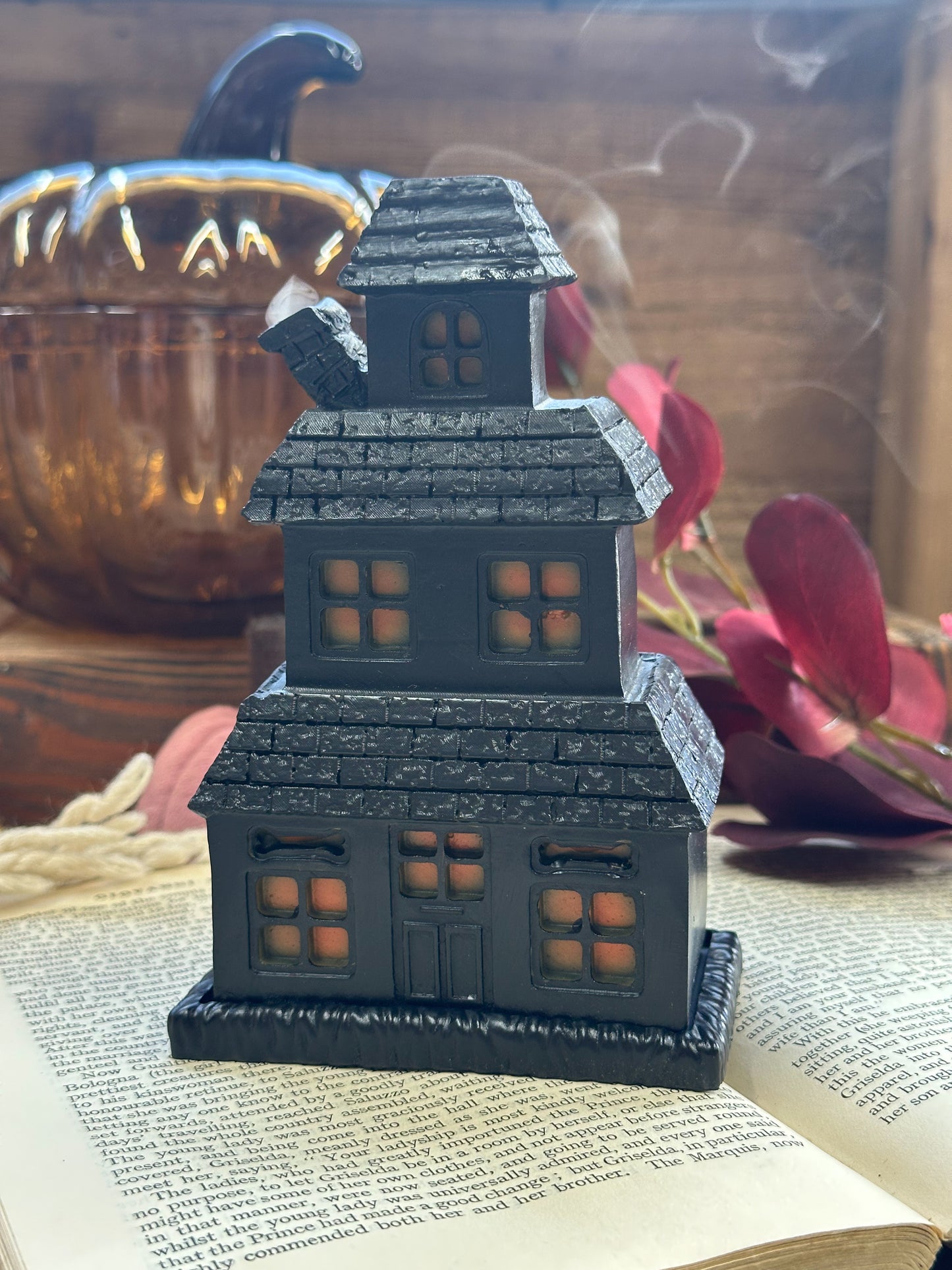 Black Haunted House Incense Cone Holder -( Including Cones)
