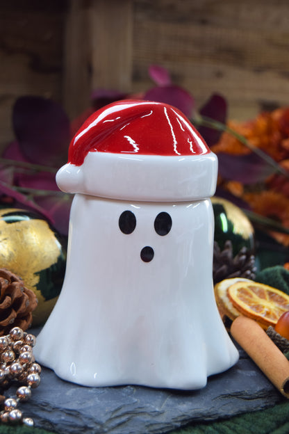 Ghost with Santa Hat Wax Burner