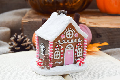 Pink Gingerbread House Incense Cone Burner