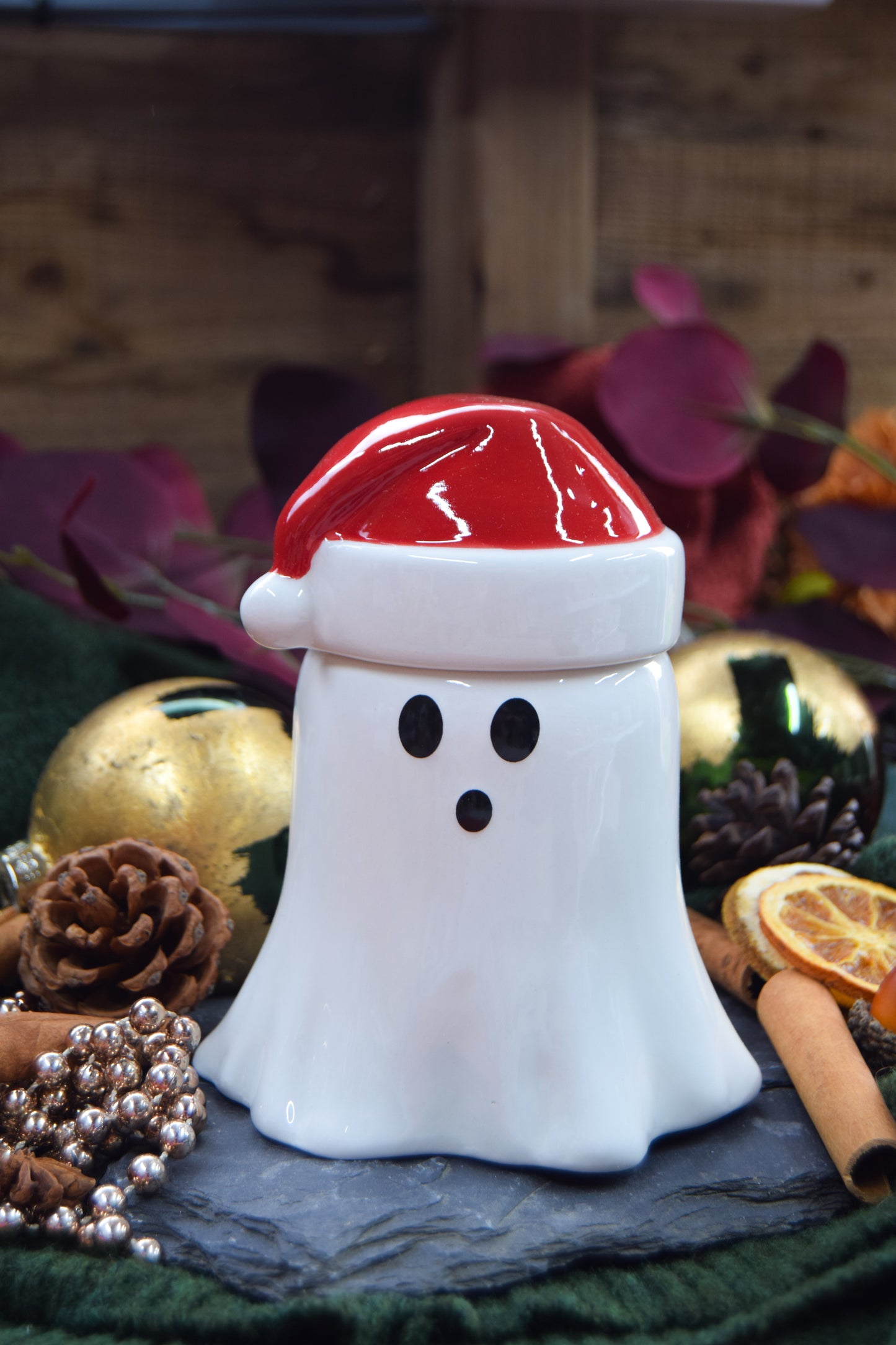 Ghost with Santa Hat Wax Burner